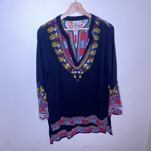 Emma G Black Aztec Print Tunic Medium